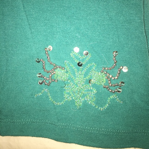 Turquoise top  with beads - Picture 3 of 7